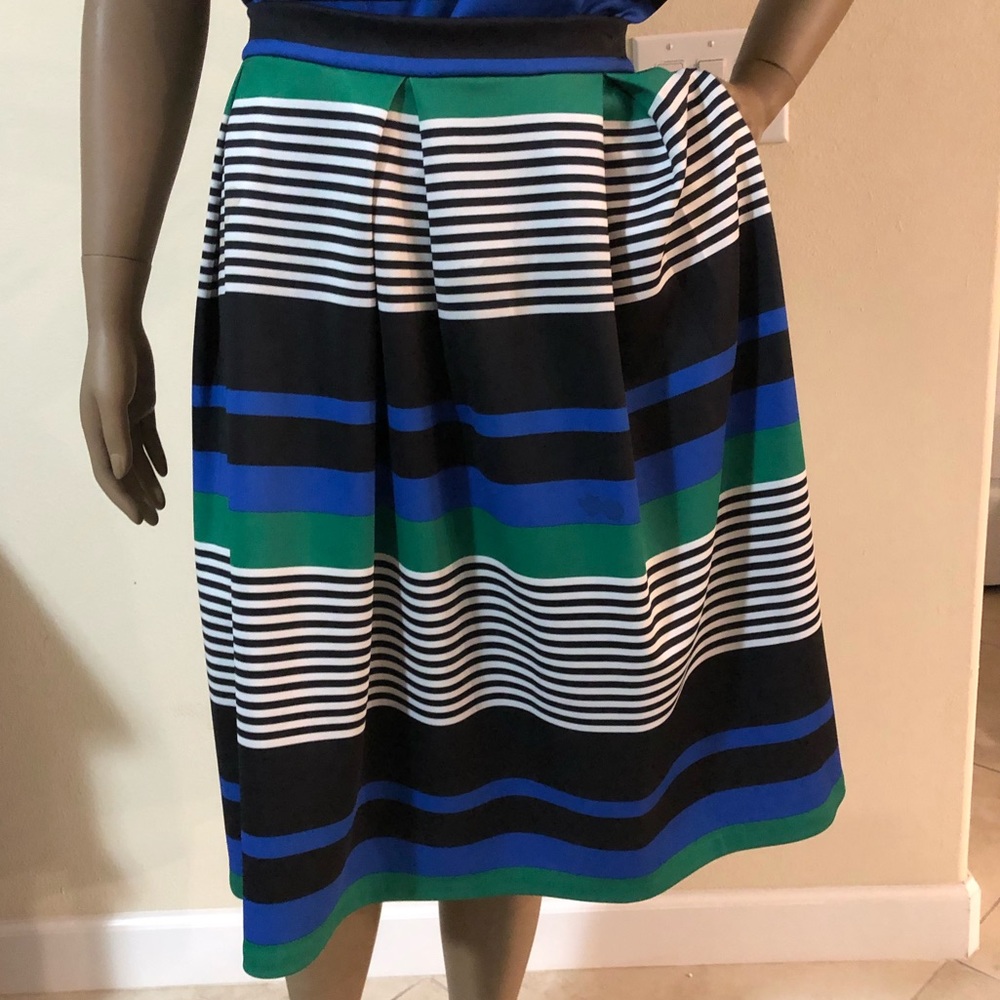 Navy, white, and green skirt